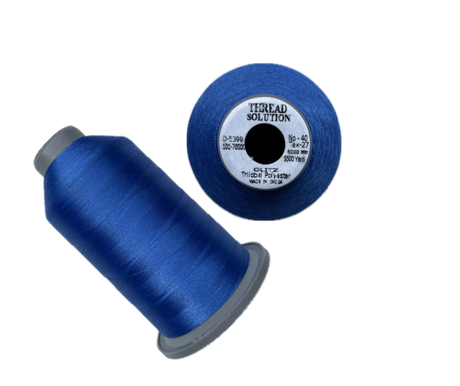 Glitz Trilobal 100% Polyester Embroidery Thread 40 Wt 5500 Yard (Blue)