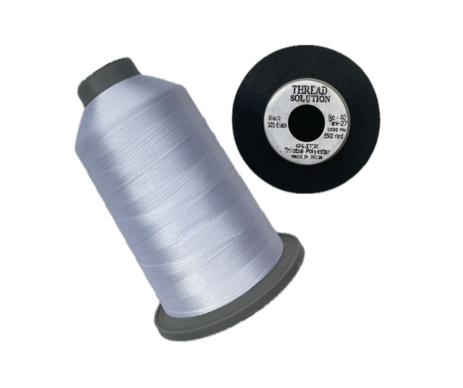 Glitz Trilobal 100% Polyester Embroidery Thread 40 Wt 5500 Yd 2 Pack Color Bright White - Black