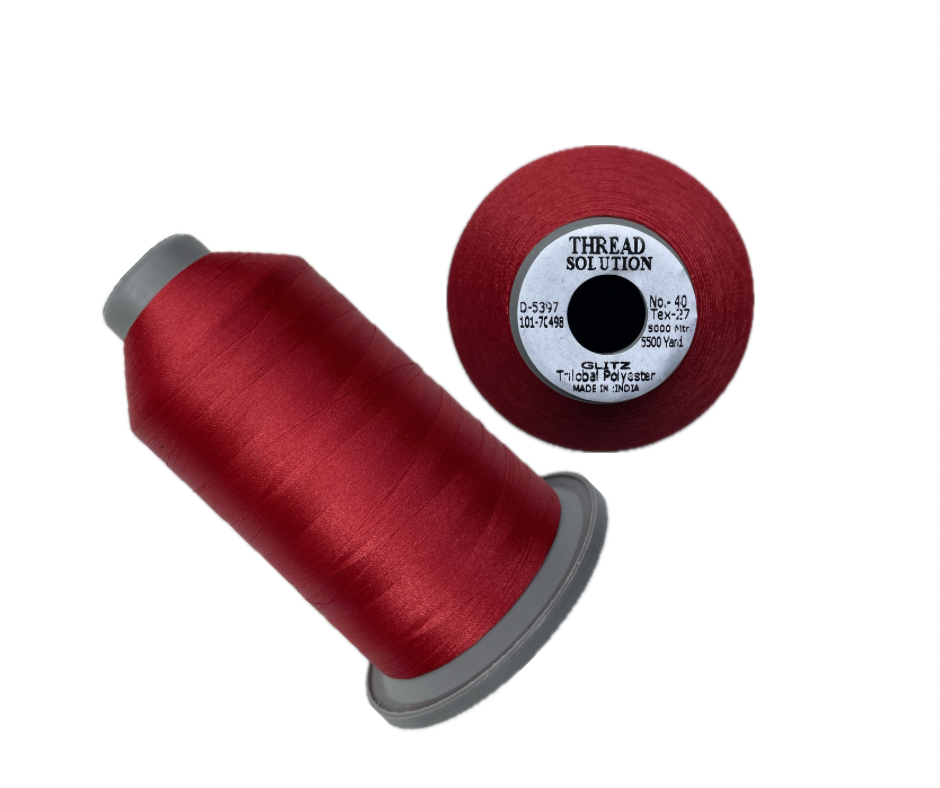 Glitz Trilobal 100% Polyester Embroidery Thread 40 Wt 5500 Yd 2 Pack (Red)