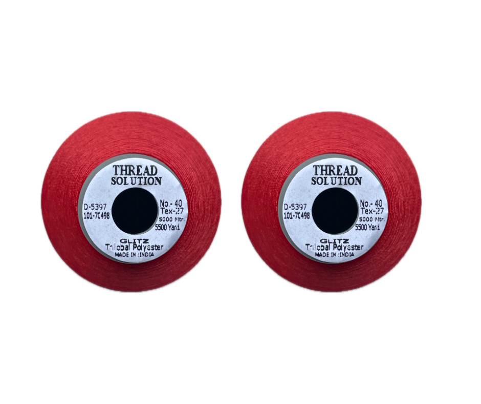 Glitz Trilobal 100% Polyester Embroidery Thread 40 Wt 5500 Yd 2 Pack (Red)